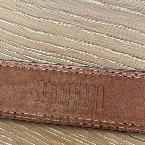 Maximilian leather Belt Black Men’s solid brass buckle 48’ Made in Italy Classic - Picture 4 of 8